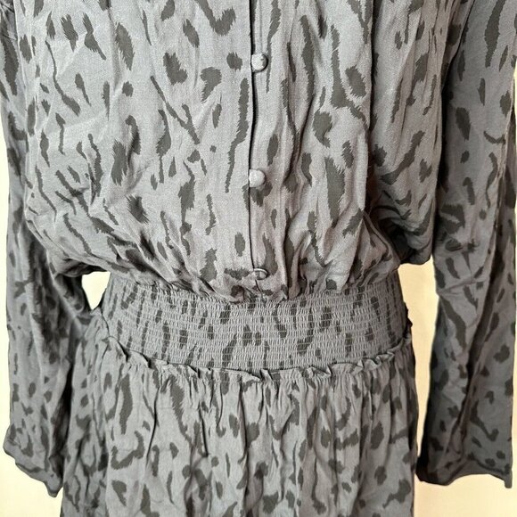 Rails Blue Black Jasmine Ash Cheetah Print Long Sleeve V-neck Mini Dress‎ L - Picture 7 of 16